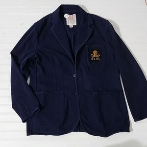 Men's Navy Blazer with Embroidered Patch